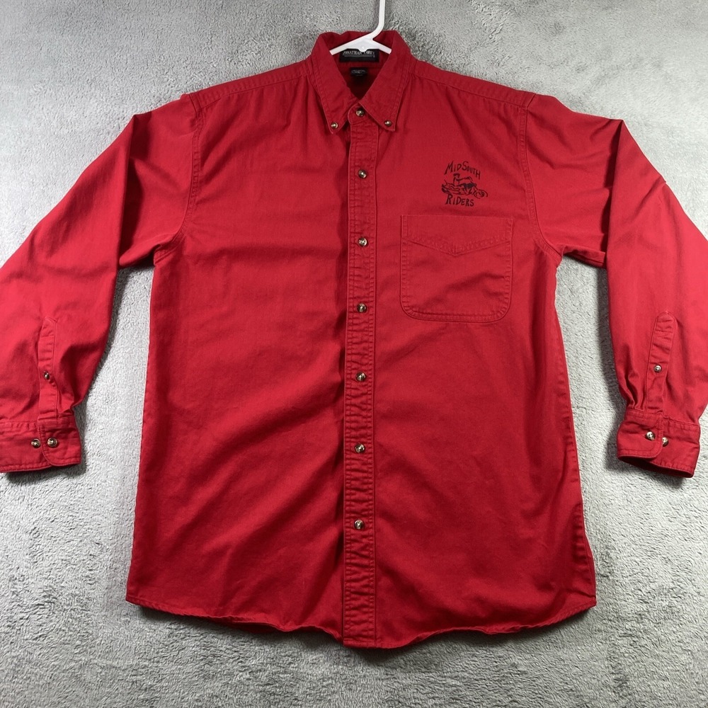 Jonathan Corey Shirt Men Medium Red Button Down Long Sleeve Mid South Riders
